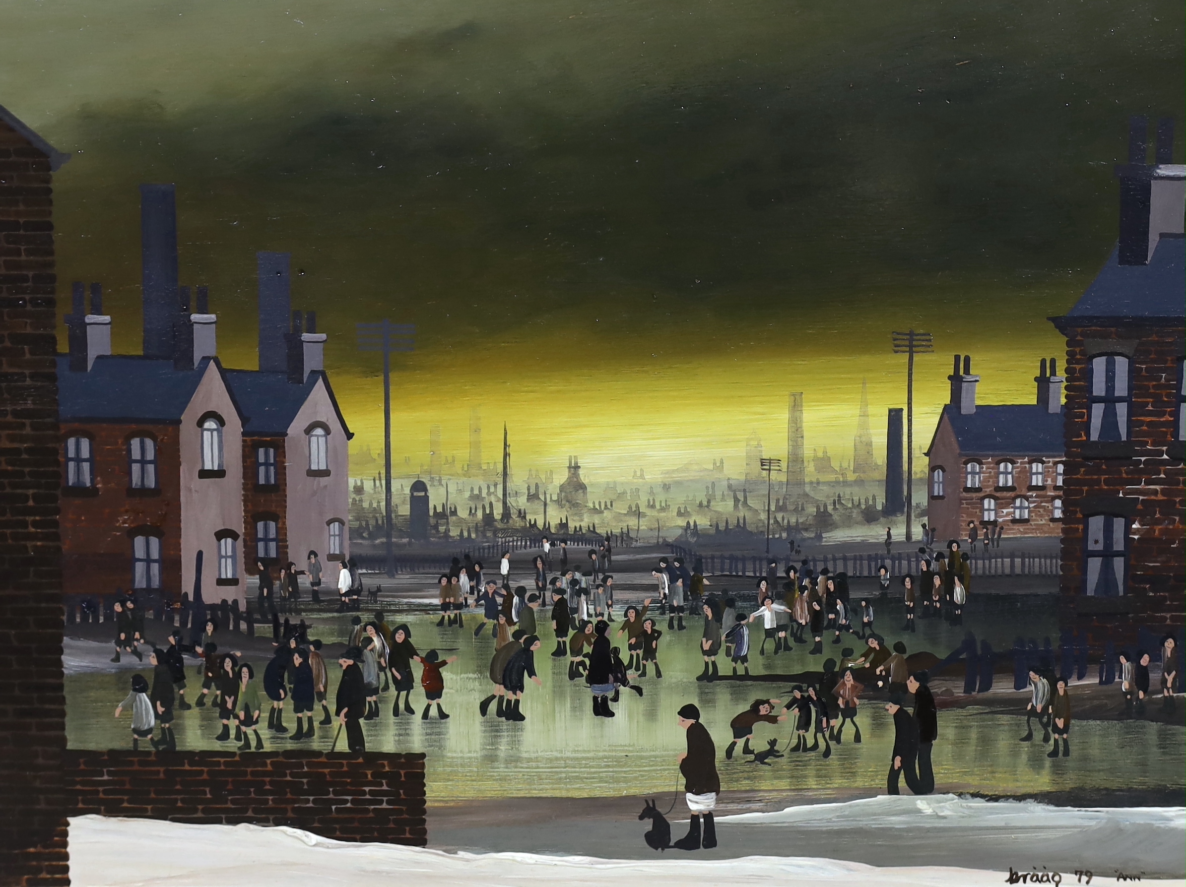 Braaq (Brian Shields, British, 1951-1997), 'How much is that then?', oil on board, 29 x 39cm